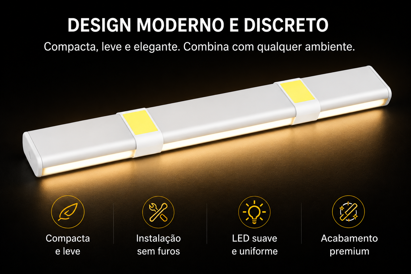 Luminária LED Inteligente com Sensor de Movimento Acende Sozinha no Escuro • Sem Fio • Recarregável USB