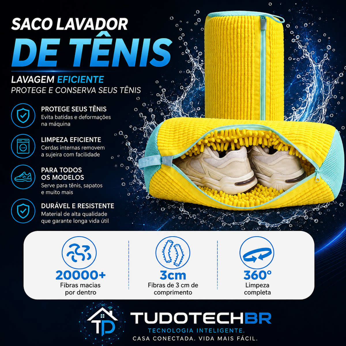 TênisWash 360 – Saco Lavador e Protetor de Tênis