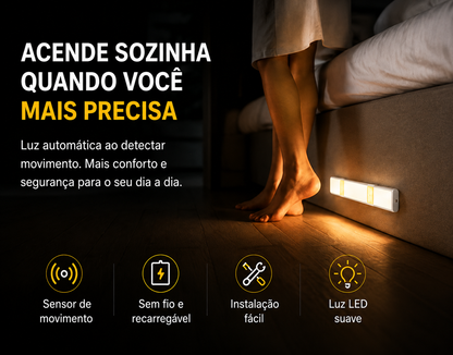 Luminária LED Inteligente com Sensor de Movimento  Acende Sozinha no Escuro • Sem Fio • Recarregável USB
