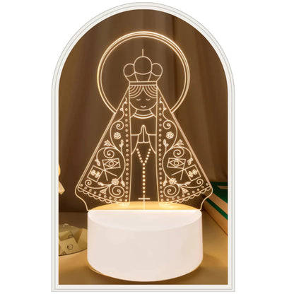 Luminária 3D Nossa Senhora Aparecida LED USB – Luz de Fé e Proteção