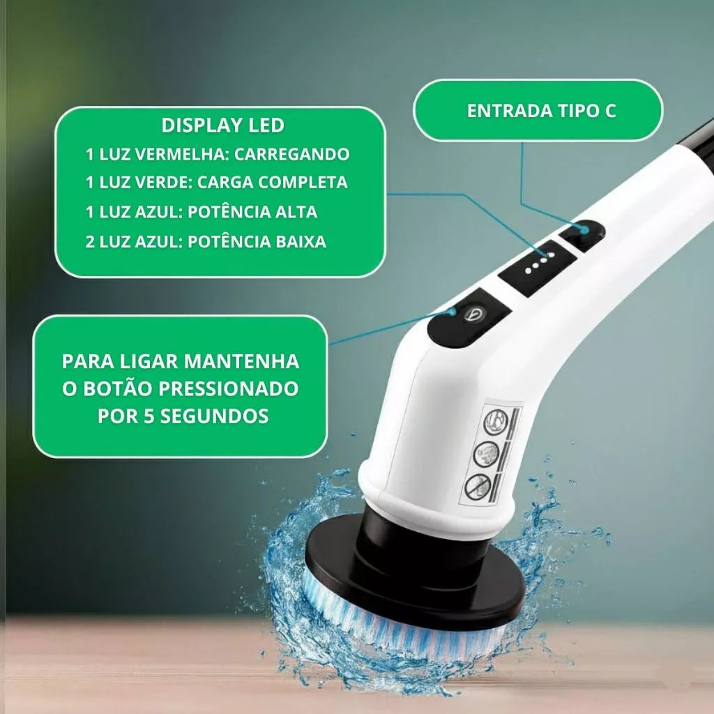 TurboClean Pro™ Escova Elétrica Giratória 360° Sem Fio | Limpeza Profunda Sem Esforço