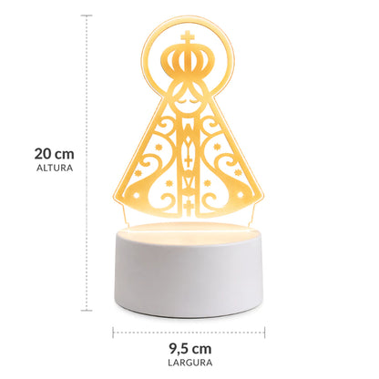Luminária 3D Nossa Senhora Aparecida LED USB – Luz de Fé e Proteção