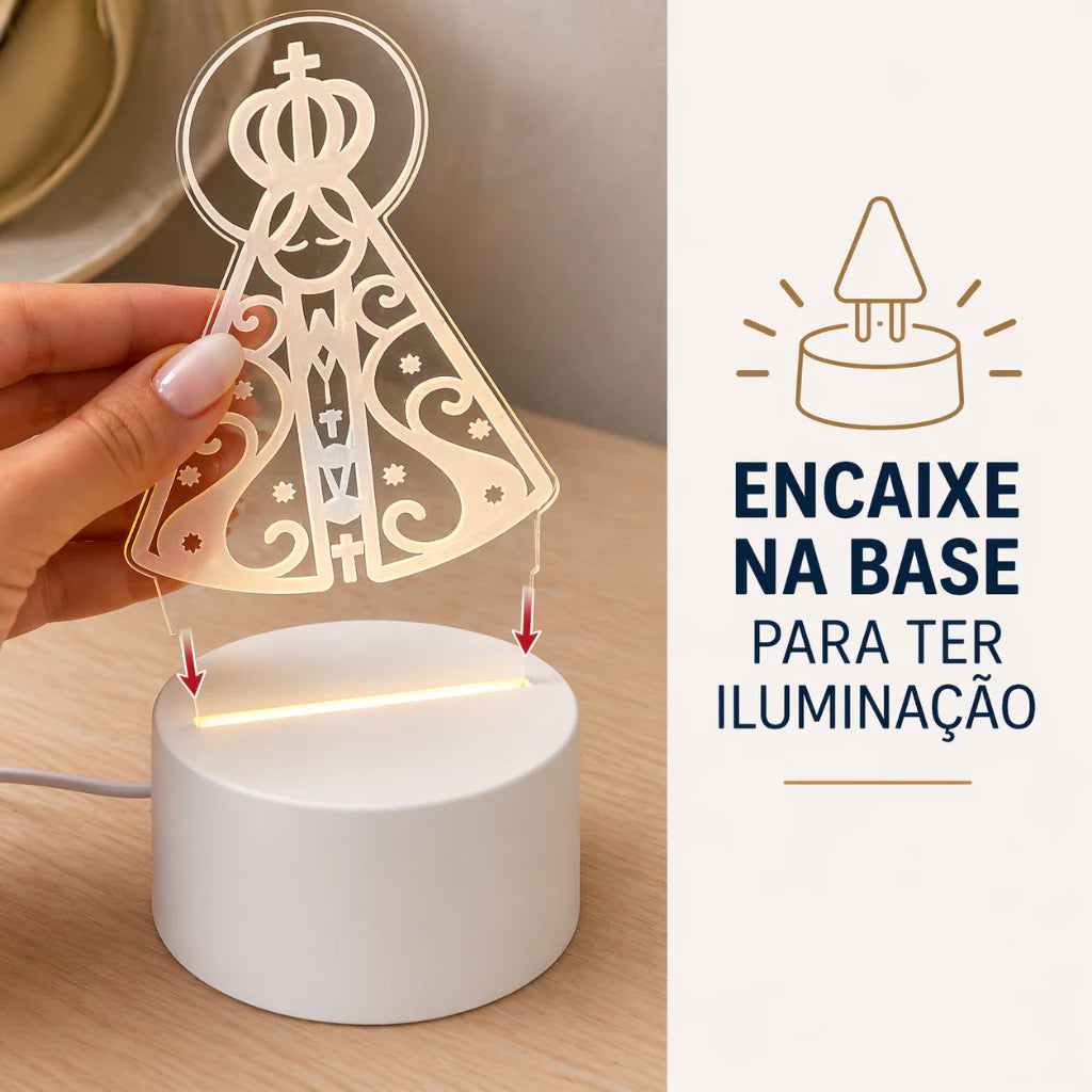 Luminária 3D Nossa Senhora Aparecida LED USB – Luz de Fé e Proteção