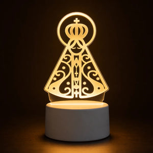 Luminária 3D Nossa Senhora Aparecida LED USB – Luz de Fé e Proteção