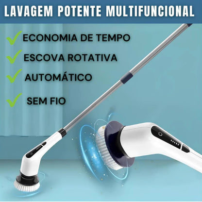 TurboClean Pro™ Escova Elétrica Giratória 360° Sem Fio | Limpeza Profunda Sem Esforço