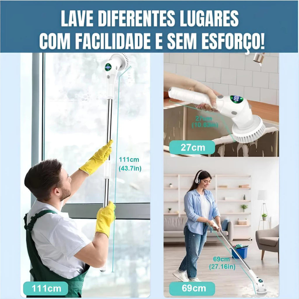 TurboClean Pro™ Escova Elétrica Giratória 360° Sem Fio | Limpeza Profunda Sem Esforço